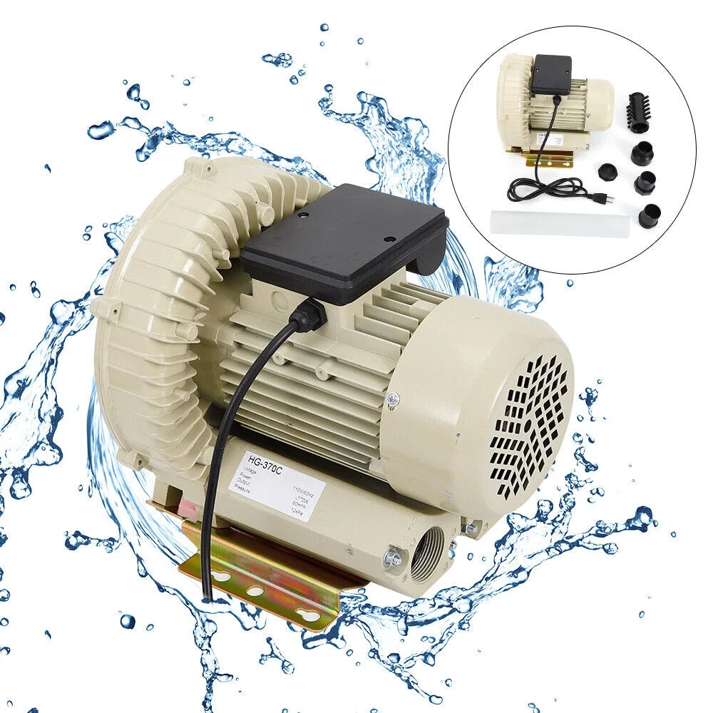 110V 370W Commercial Air Pump Aquarium Hydroponics Aquaculture Fish Tank Pond Blower C785