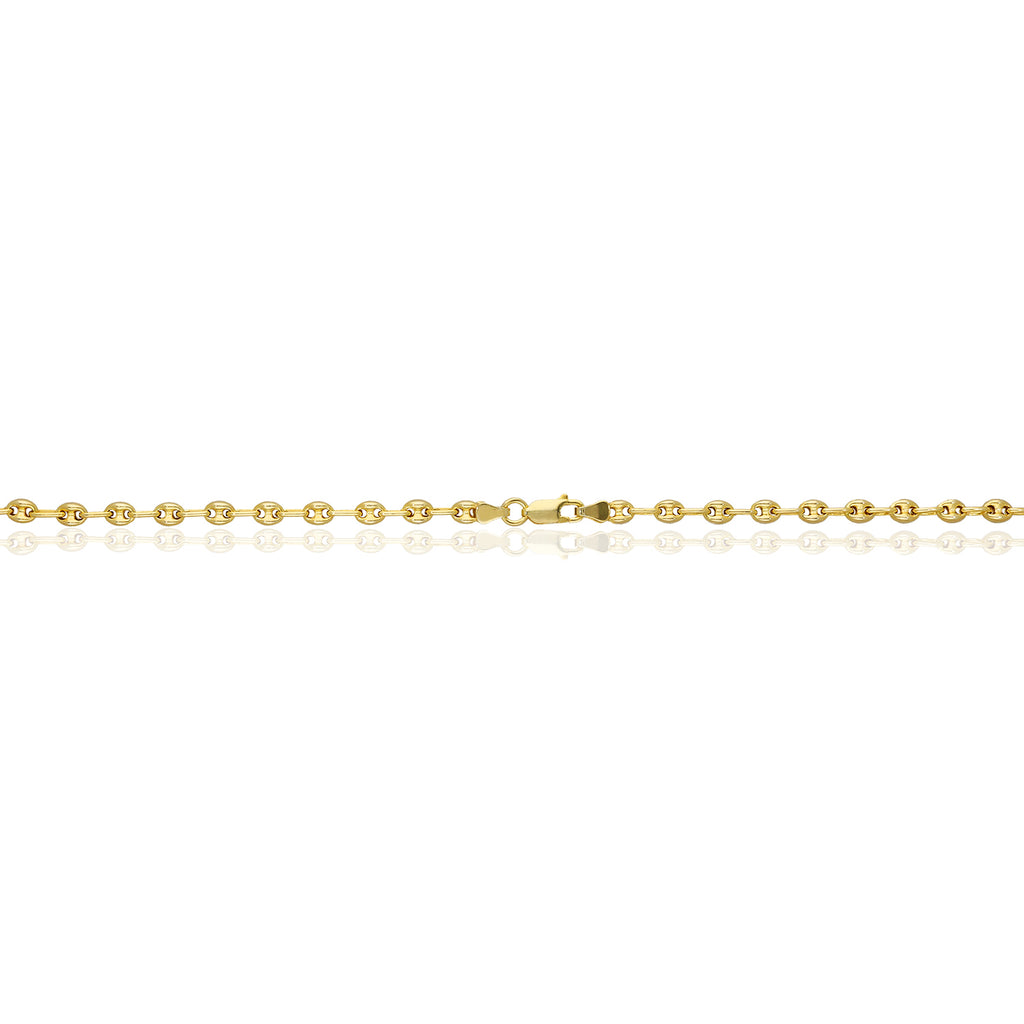 18K Yellow Gold Over Silver Puffed Anchor Chain Necklace 16"-24" N770
