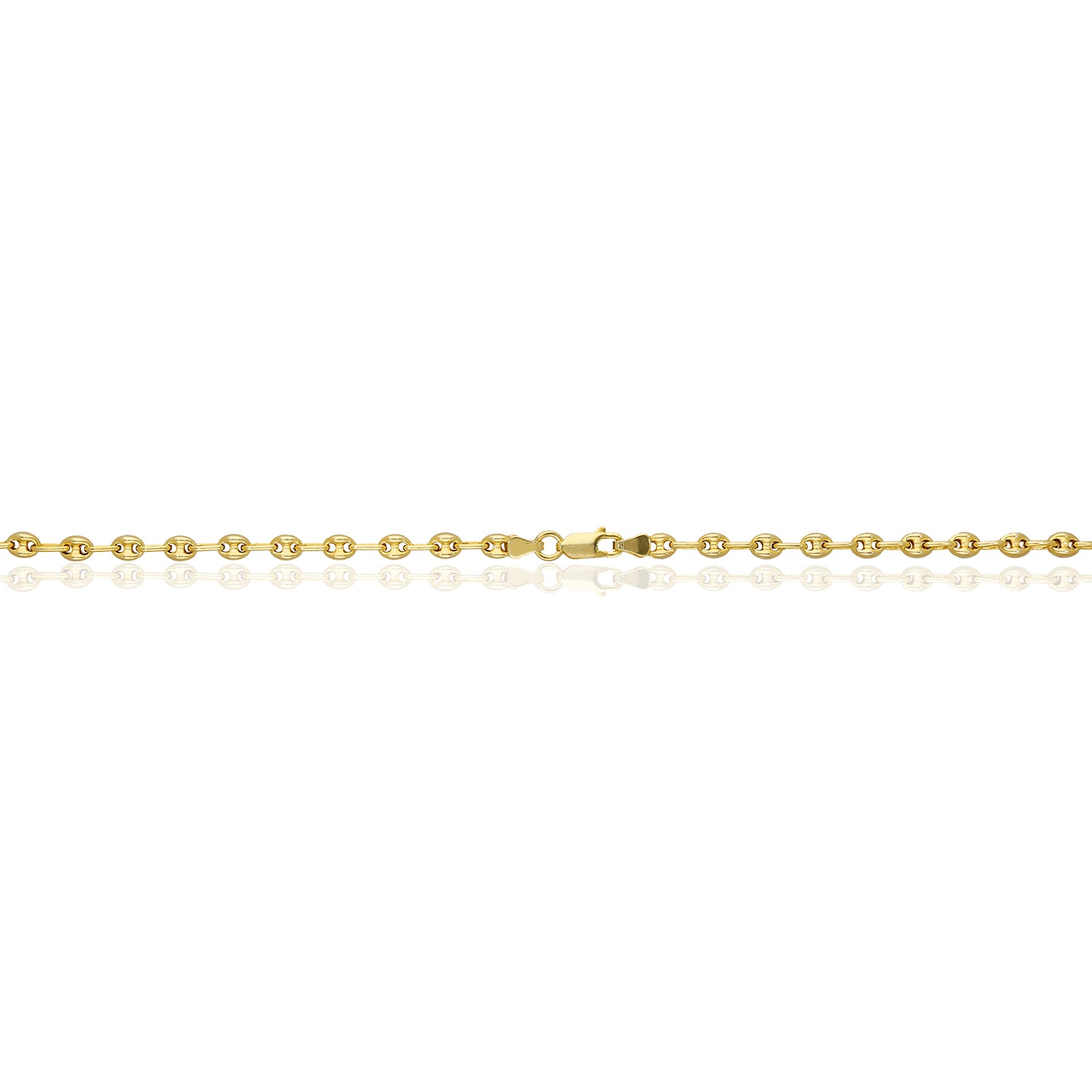 18K Yellow Gold Over Silver Puffed Anchor Chain Necklace 16"-24" N770