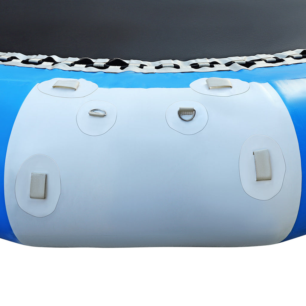 16.4Ft Inflatable Water Trampoline Blue & White 880Lb Capacity Floating Platform with Ladder N50822