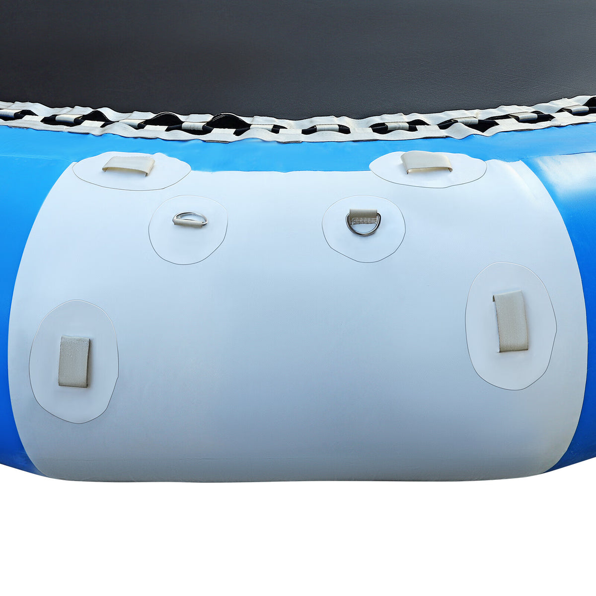 16.4Ft Inflatable Water Trampoline Blue & White 880Lb Capacity Floating Platform with Ladder N50822