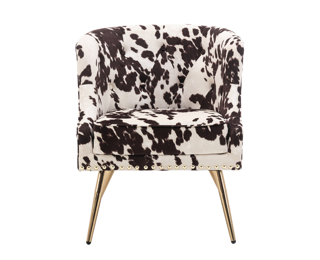 Modern Barrel Accent Chair, Velvet Curved Back Upholstered Single Sofa Club Chair with Button Tufting and Nailhead Trim C3906