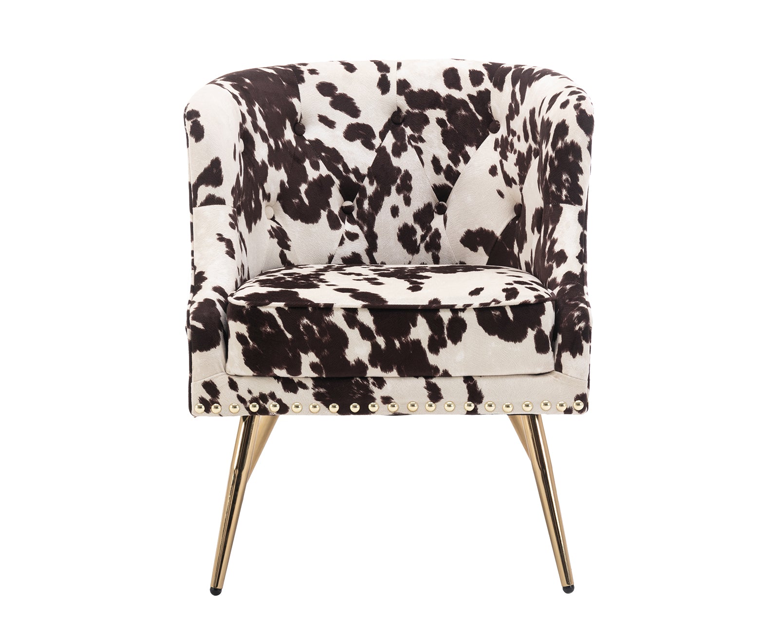 Modern Barrel Accent Chair, Velvet Curved Back Upholstered Single Sofa Club Chair with Button Tufting and Nailhead Trim C3906